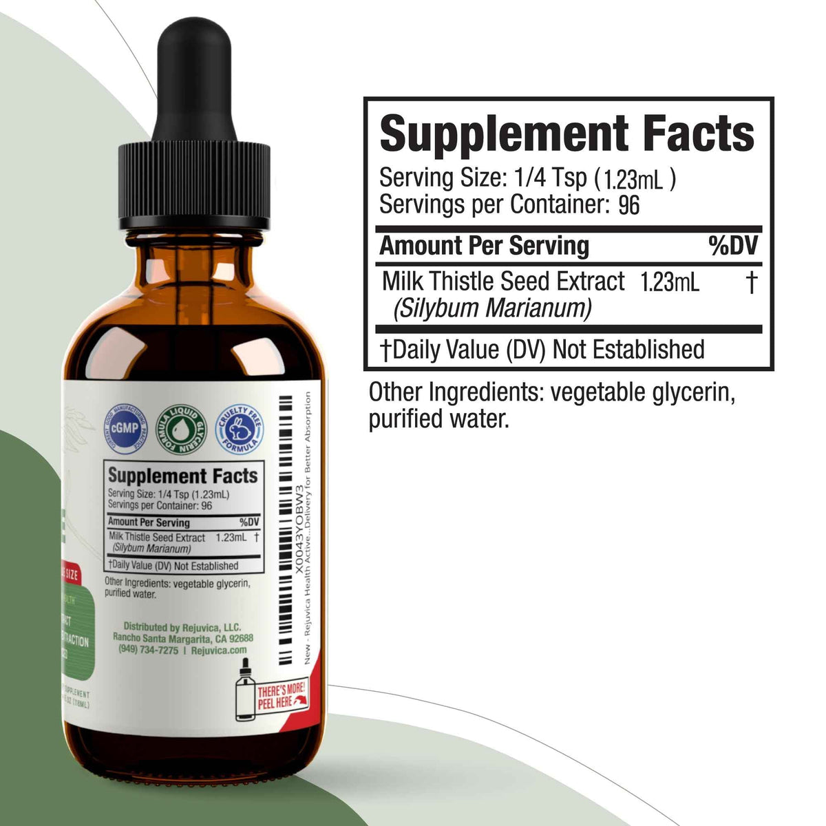 Rejuvica Health Active Milk Thistle 4oz XL Super Size - Advanced Milk Thistle Seed Liquid Extract Drops - May Support the Liver