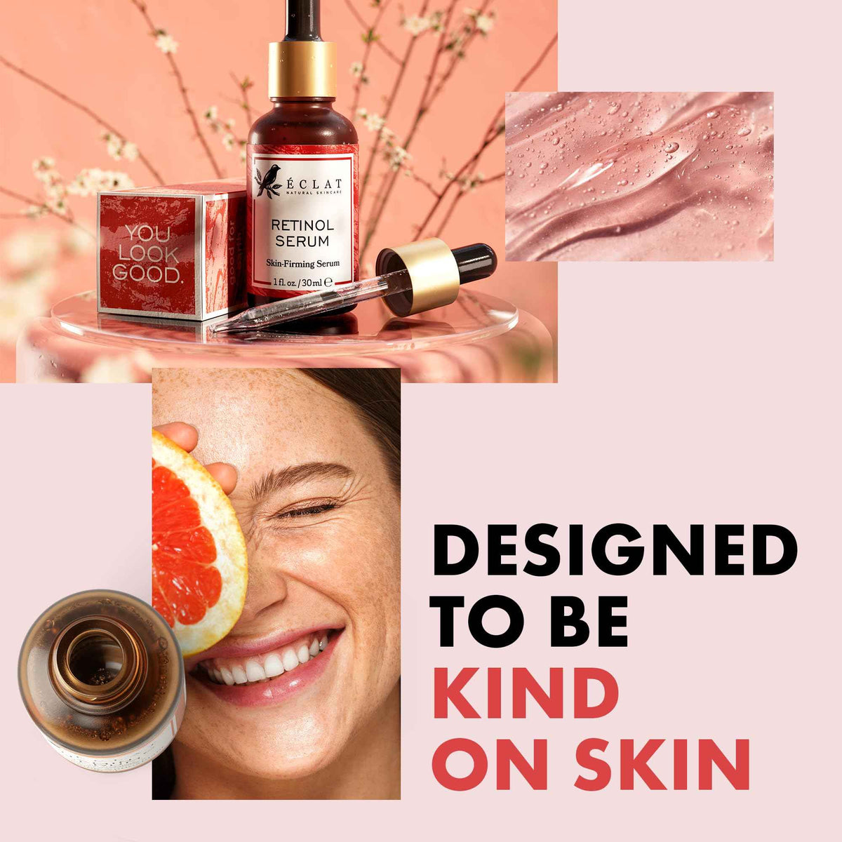 Eclat Skincare Renewing Retinol Serum for Face - Anti Aging Serum with Hyaluronic Acid & Aloe Vera – Hydrates and Improves the Signs of Aging
