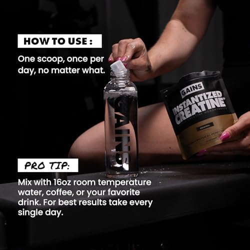 Gains in Bulk Instantized Creatine & No Matter What Pre Workout Powder Bundle, Soluble Creatine Powder, Paraxanthine, Amino Acids & L Theanine, 130 Servings