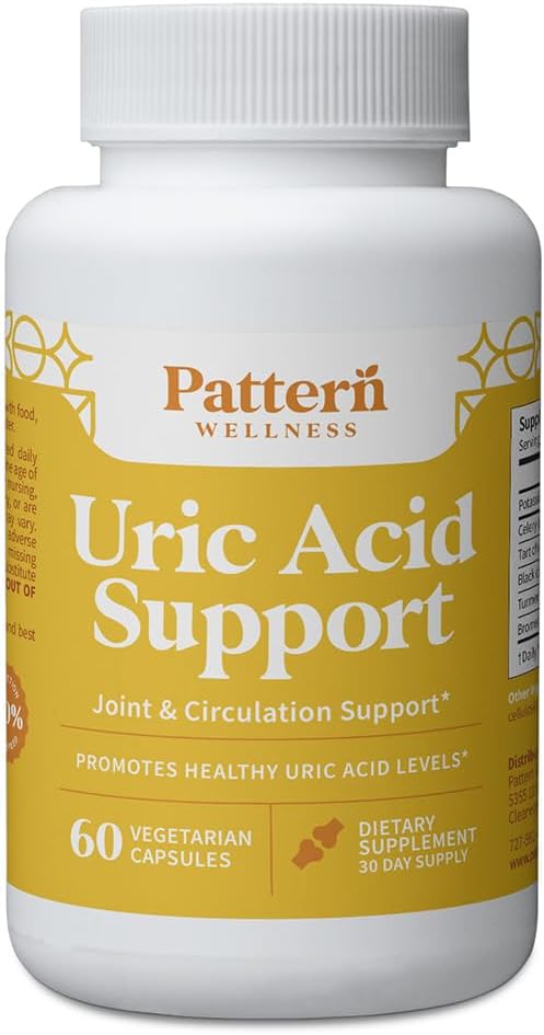 Pattern Wellness Uric Acid Support Supplement – Supports Uric Acid Balance & Joint Wellness – Herbal Formula – 3rd Party Lab Tested – 60 Veggie Capsules