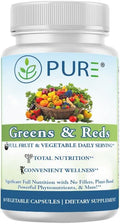 PURE® Greens & Reds Capsules - 30 Servings - 9 Daily Servings of Fruits & Vegetables in 1 Capsule - PhytoServ® Superfood Blend with Broccoli, Kale & Berries - Plant-Based Phytonutrient Shield