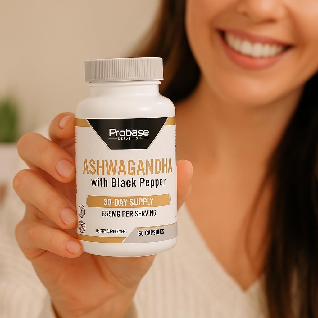 Probase Nutrition Ashwagandha with Black Pepper 60 Capsules 30-Day Supply