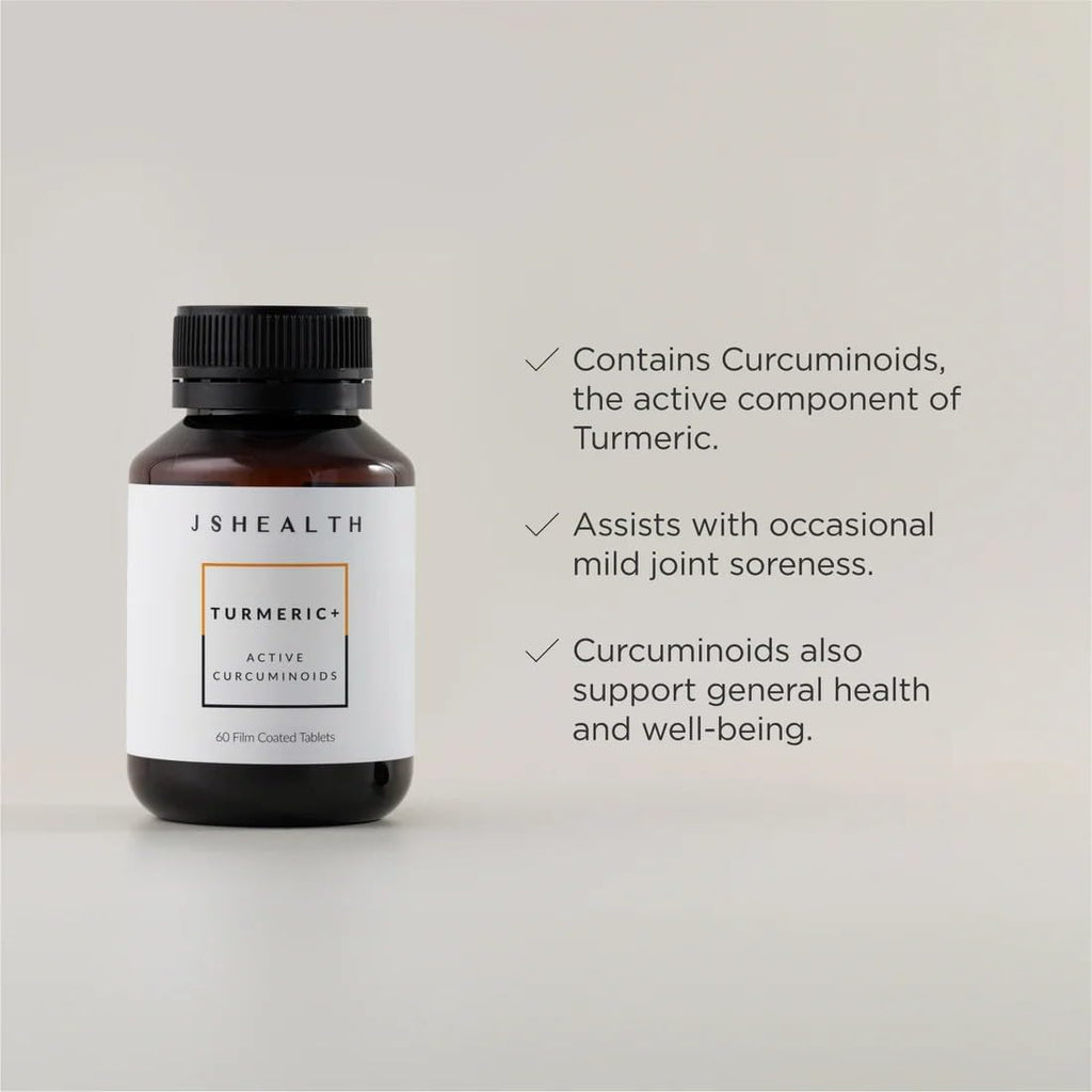 JSHealth Turmeric Curcumin Supplement with C3 Complex. 500mg Curcuminoids for Joint Support and Wellness. No Black Pepper Needed. By Nutritionist Jessica Sepel (60 Tablets)
