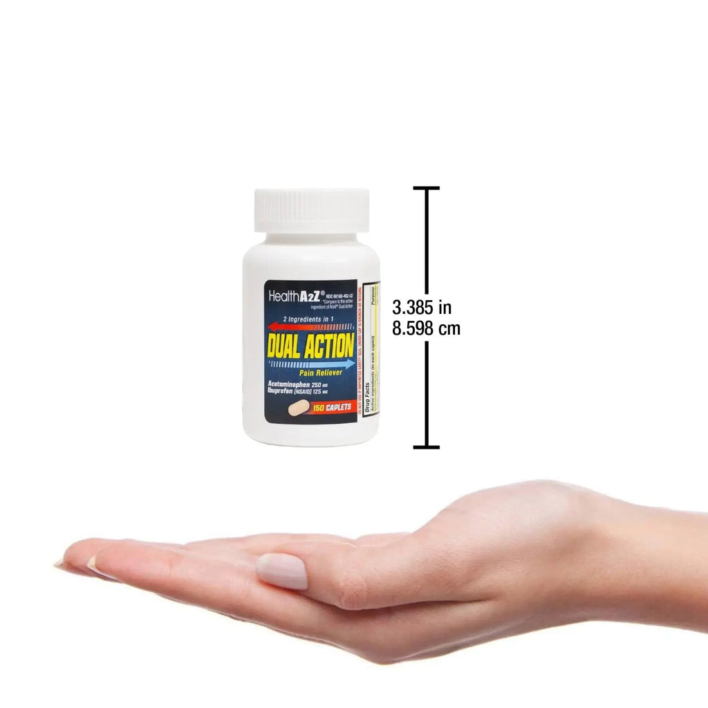 HealthA2Z® Dual Action Pain Relief | Acetaminophen 250mg & Ibuprofen (NSAID) 125mg | Contains Two Medicines | Relief from Headache, Fever & Backache (150 Caplets) HealthA2ZBuy Supplements Australia