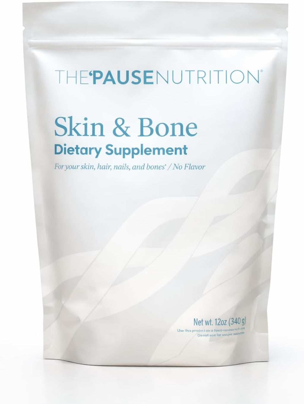 The 'Pause Life Skin & Bone Collagen Peptides + Hyaluronic Acid, 12 OZ | Verisol & Fortibone collagen peptides with hyaluronic acid & vitamin C. Gluten free. Supports skin, nails & hair health