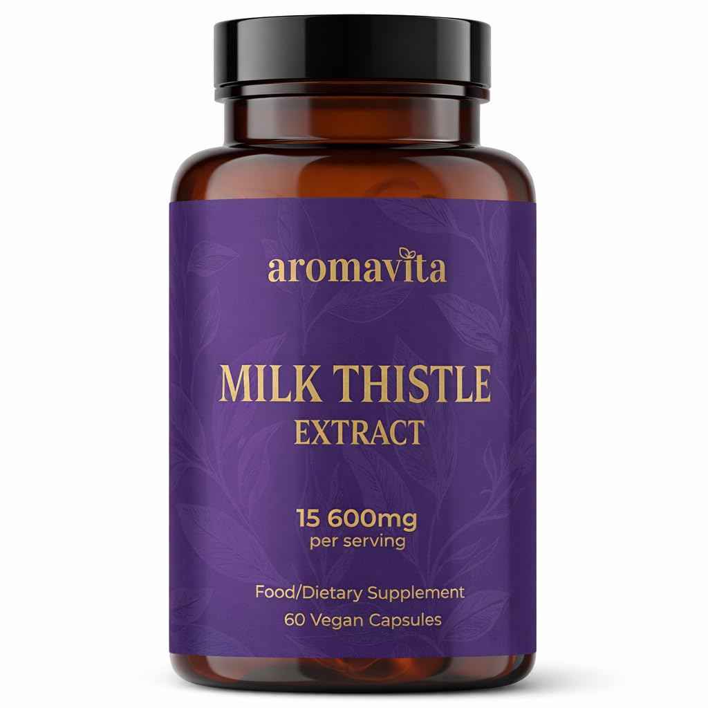 AROMAVITA Milk Thistle Extract – Standardized to 420mg Silymarin (80%) – Vegan Liver Support Supplement – Non-GMO – Quality Tested for Purity