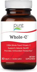 PURE ESSENCE LABS Whole-C Whole Food Vitamin C - Best Immune Support - Organic & Nature Vitamins - Immunity Booster & Dietary Supplements (30 Tablets)