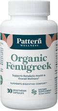 Pattern Wellness Organic Fenugreek Capsules – 30:1 Fenugreek Seed Extract with Black Pepper – Metabolic & Digestive Support Supplement – Vegan, Non-GMO – 30 Capsules