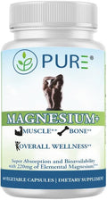 PURE® Magnesium+ High Absorption Supplement - 220mg Elemental Magnesium Bisglycinate Complex - 60 Capsules, 30 Servings - Vitamin B6 & BioPerine® for Maximum Uptake - Muscle, Sleep & Nerve Support