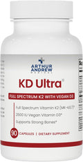 Arthur Andrew Medical, KD Ultra, Full Spectrum K2 & D3, 90 Capsules | Full Spectrum Vitamin K2 (MK4, MK6, MK7), Vitamin D3, & Lipase. Heart, Bone, And Circulation Support.