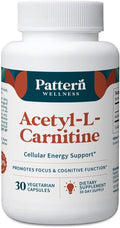 Pattern Wellness Acetyl-L-Carnitine 500 mg Capsules – ALCAR Supplement for Cellular Energy Production, Cognitive Health & Healthy Metabolism – Vegan, Non-GMO – 30 Capsules