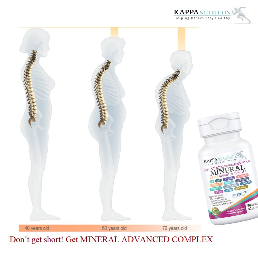 KAPPA NUTRITION (90 Capsules,Vitamin K2, Vitamin D3, Zinc, Selenium, Vanadium, Copper, Manganese, Potassium, Molybdenum, Calcium, Chromium, Iodine, Boron, Mineral 13 in 1 Advanced Complex, from KAPPA NUTRITIONBuy Supplements Australia