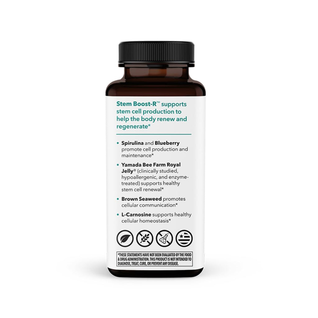 LifeSeasons Stem Boost-R - Stem Cell Support - Naturally Repair Damaged Tissue - Vitamin Supplement Rich in Antioxidants - Royal Jelly, Spirulina, Blueberry, Brown Seaweed & L-Carnosine - 120 Capsules