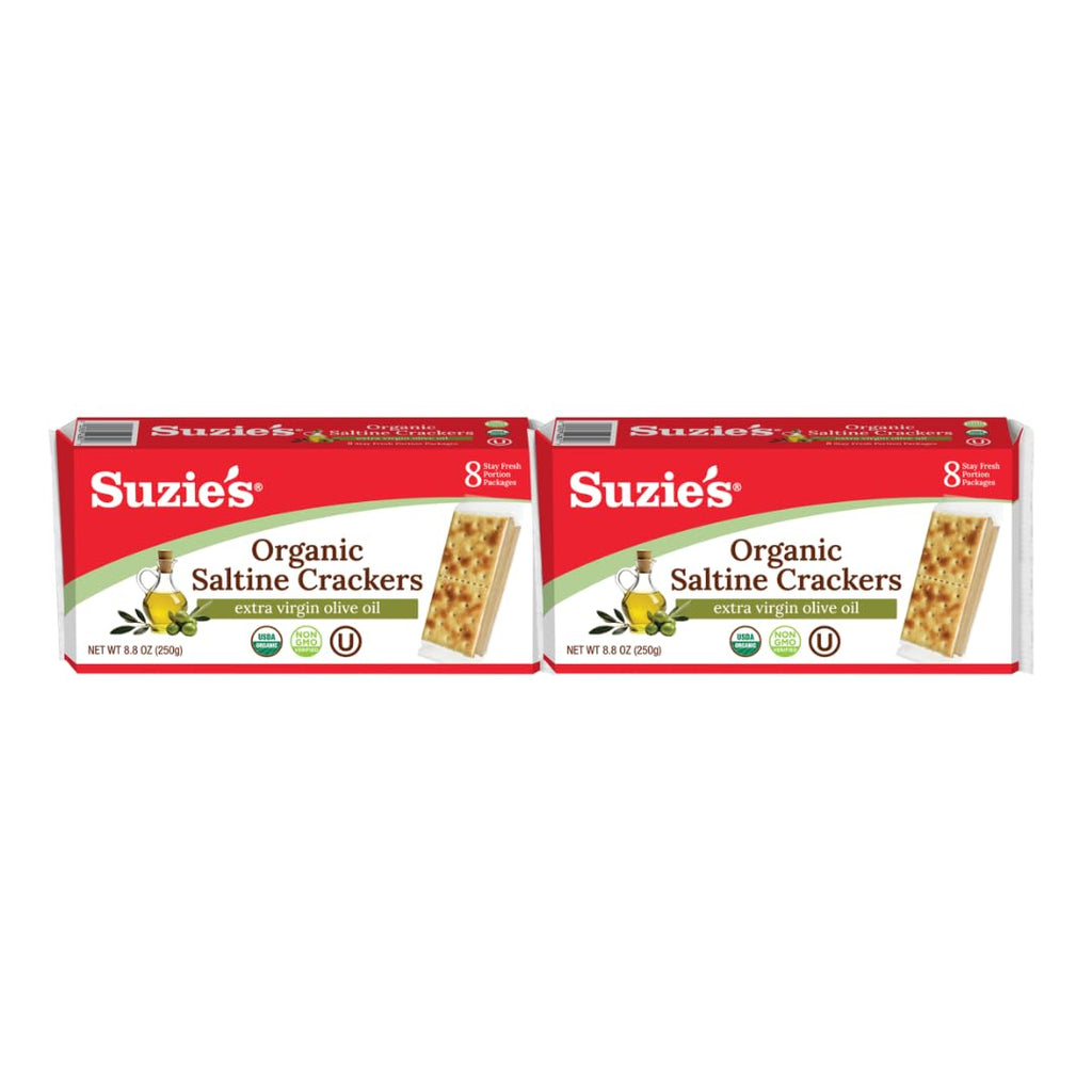 Suzie's Organic Premium Saltines Salt & Extra Virgin Olive Oil - 8.8 oz - 2 pc
