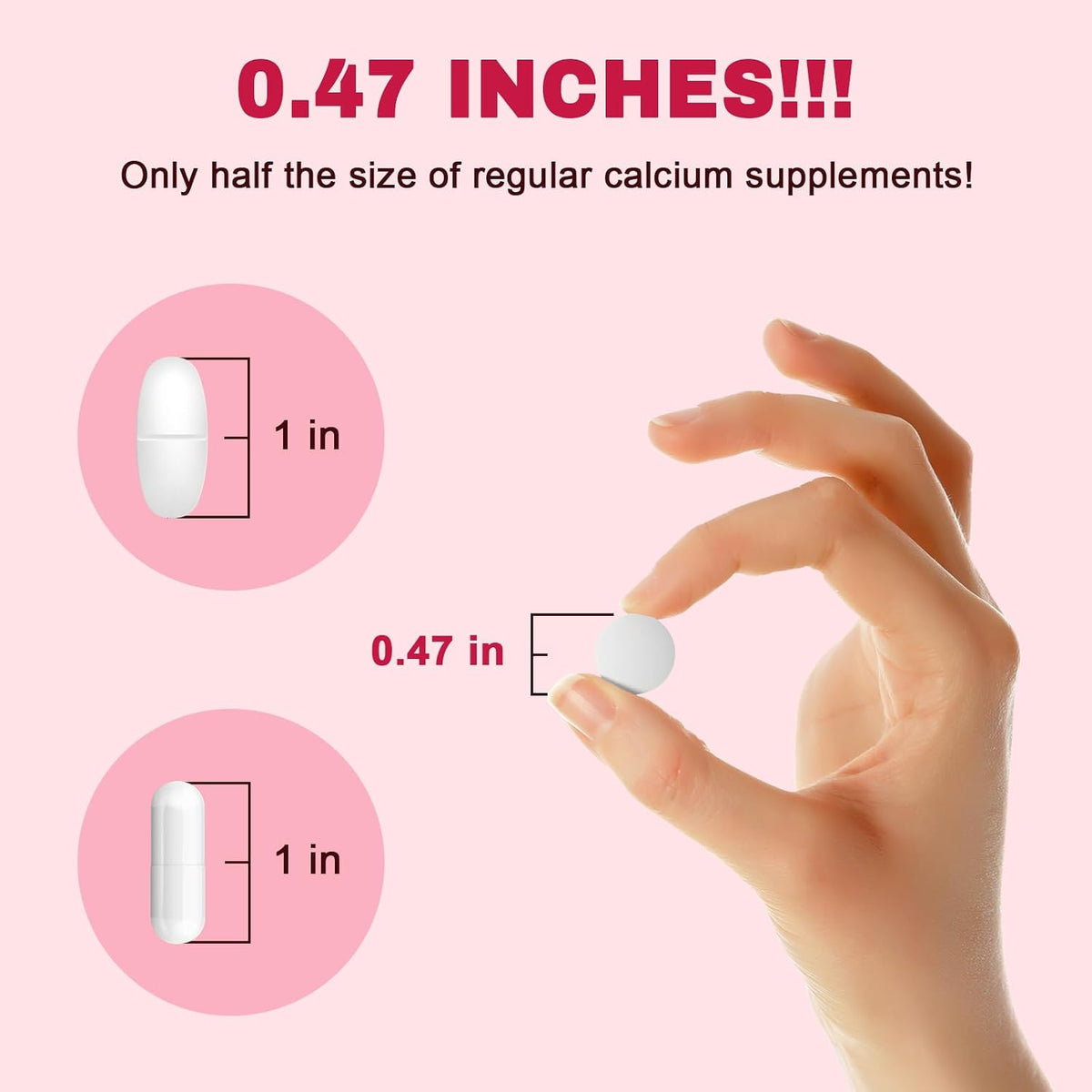 Calcium Citrate 1200 mg with Vitamin D3 Supplement for Women & Men, Calcium Magnesium Zinc D3 for Bone Muscle & Teeth Health - 120 Count - 60 Day Vegan Supply