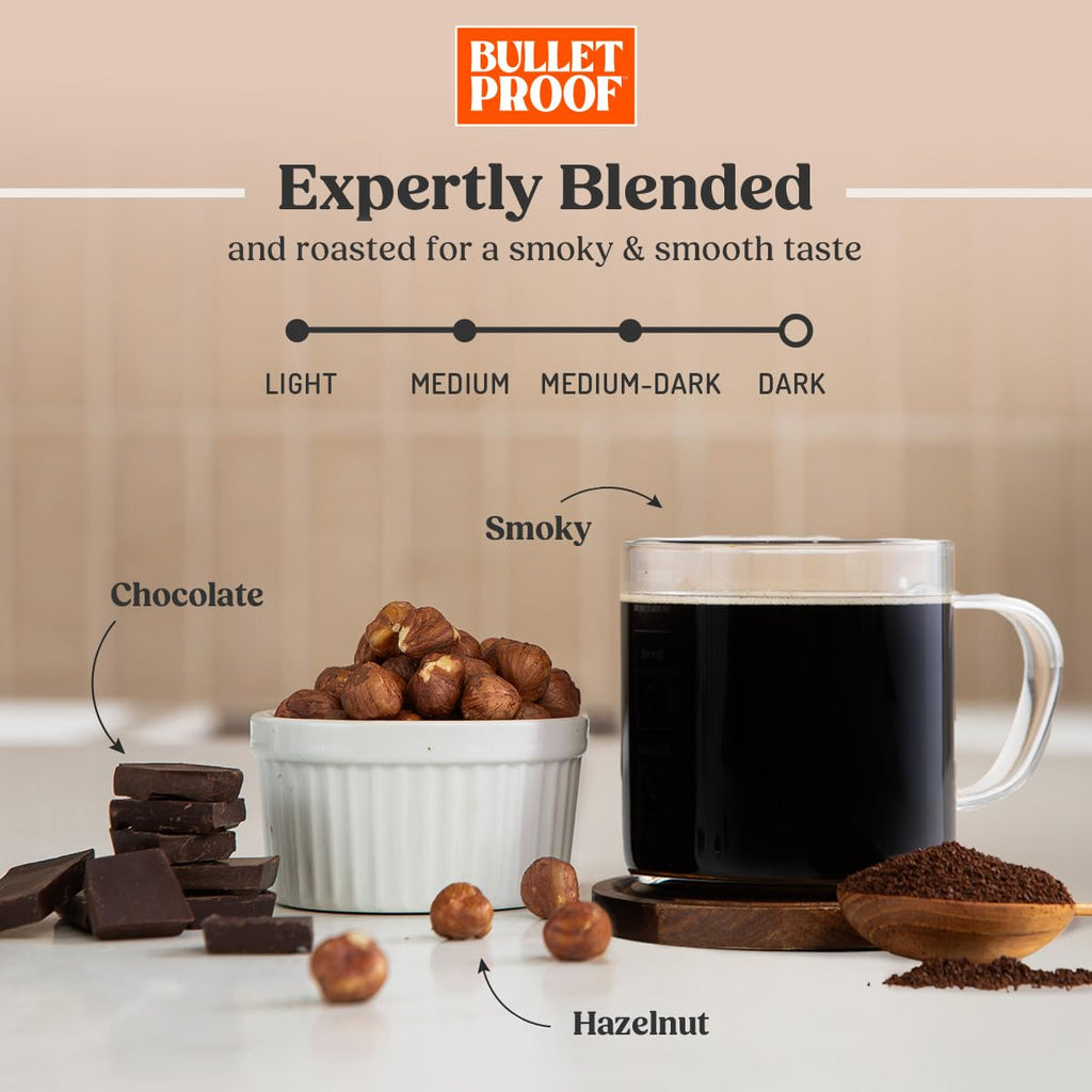 Bulletproof Original Medium Roast Whole Bean Coffee, 12 Ounces, Clean Coffee Tested for Toxins