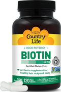 Country Life High Potency Biotin 10 mg, 120 Capsules