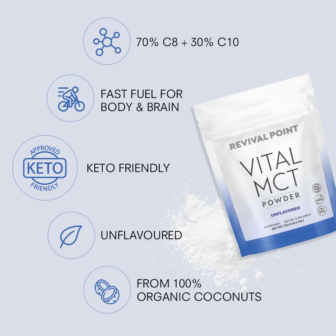 Premium Unflavored MCT Oil Powder with Keto Electrolytes- Creamer for Coffee, Tea, and Shakes- Includes 15x Bioavailable Chromium Picolinate, C10 and C8 MCT Oil Derived from Coconuts – 120 Grams