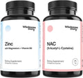 Zinc, Magnesium & Vitamin B6 + NAC Bundle Supplement | Zinc & Magnesium + N Acetyl Cysteine Bundle Supplement| Liver, Lung & Fertility Support | Hormone Balance & Immune Support | 30 & 120 Servings
