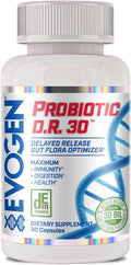 Evogen Probiotic D.R. Gut Health | 30 Billion CFUs | 30 Capsules | DE111 clinically researched strain, delayed-release for immunity, digestion and nutrient absorption