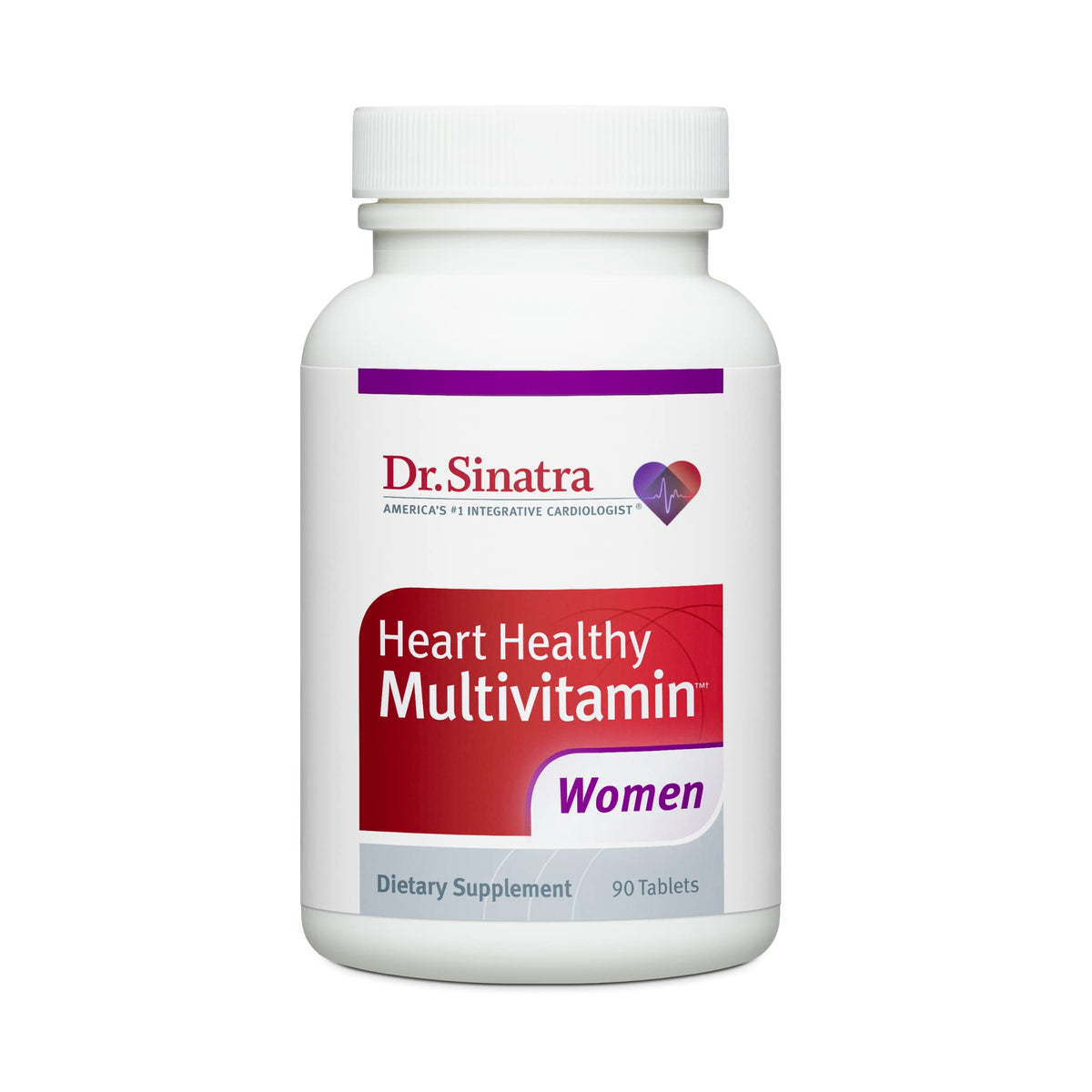 Dr. Sinatra Heart Healthy Multivitamin for Women with Vitamin D 1000 IU, A, B12, C, E, Biotin, Folate, and Zinc, 90 Tablets (30-Day Supply)