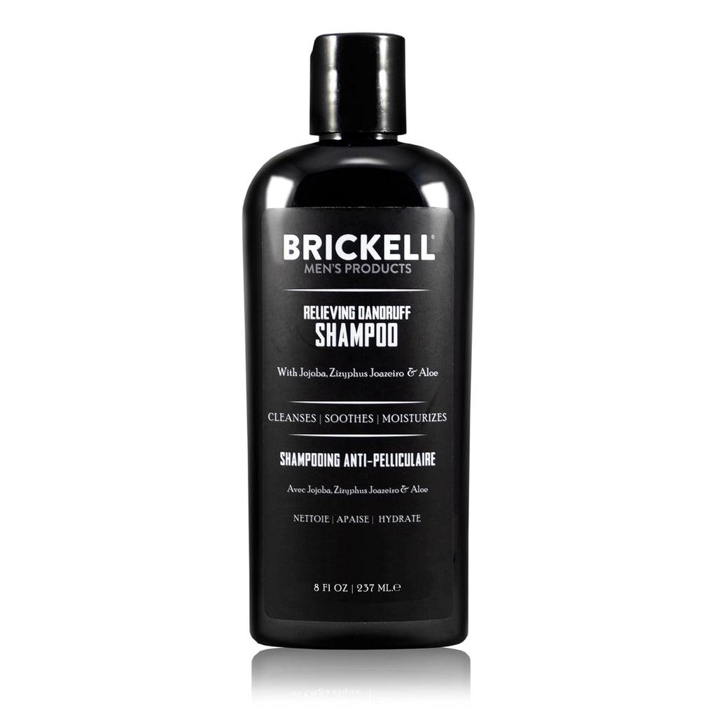 Brickell Men's Relieving Dandruff Shampoo For Men, Soothes and Eliminates Dandruff With Salicylic Acid, Ziziphus Joazeiro, and Aloe, 8oz, Scented