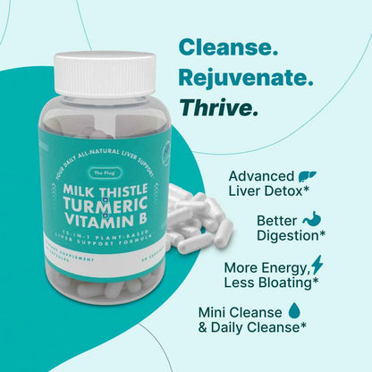 The Plug Liver Cleanse Detox & Repair Milk Thistle (Silymarin), Turmeric, Dandelion Root & Vitamin B– Herbal Capsules for Liver, Digestive & Immune Support – Non-GMO