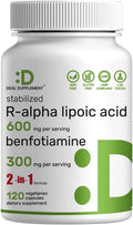 DEAL SUPPLEMENT R Alpha Lipoic Acid 600mg with Benfotiamine 300mg Per Serving, 120 Veggie Capsules – 200mg R-ALA Per Capsule – Antioxidant Supplement for Energy & Nervous System Support