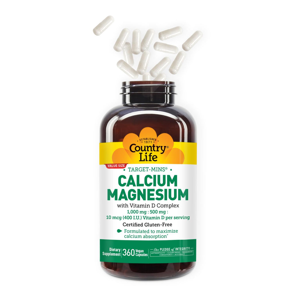 Country Life Target-Mins Calcium Magnesium with Vitamin D, 240 Capsules