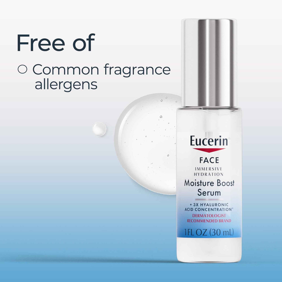 Eucerin Immersive Hydration Smoothing Face Serum, Ultra-Lightweight Hyaluronic Acid Serum Reduces the Look of Fine Lines and Wrinkles, 1 Fl Oz Bottle