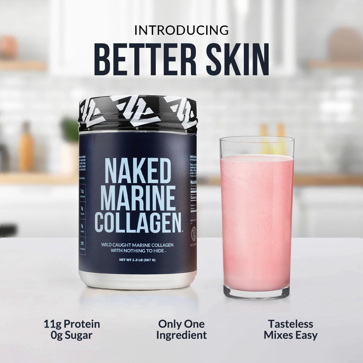 NAKED Marine Collagen Peptides Protein Powder - Unflavored - from Wild Caught Cod - Paleo Friendly, Non-GMO, Soy-Free, Gluten-Free - 47 Servings