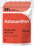 Micro Ingredients Astaxanthin 24mg Per Serving with MCT Oil, 60 Softgels | 2 Month Supply. Natural Microalgae Sourced Astaxanthin Supplement. Easy-to-Swallow. Non-GMO, Gluten Free, Soy Free.
