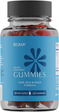 BIOMA Hair, Skin & Nails Beauty Gummies - Supports Growth & Strength with Biotin, Collagen, Zinc & Vitamins C & D - Gluten-Free - 60 Gummies (30-Day Supply)