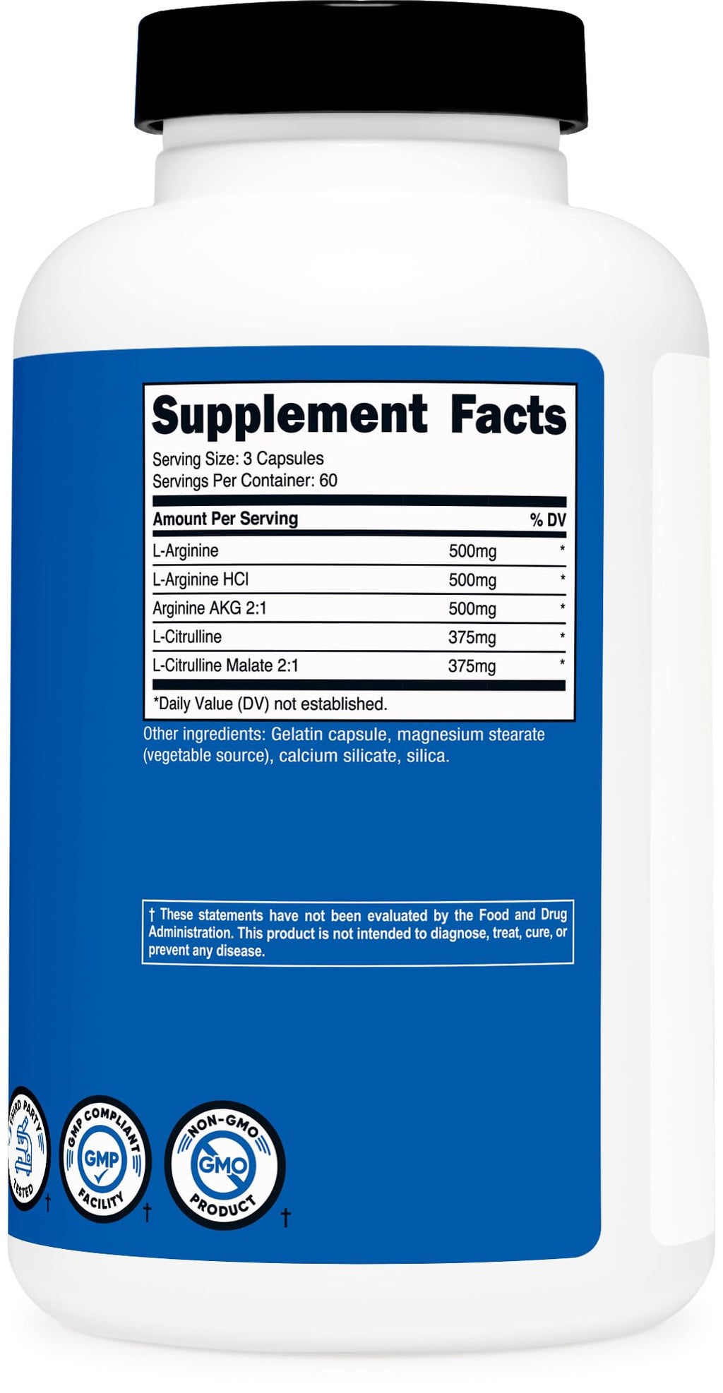 Nutricost Nitric Oxide Booster 2250mg, 180 Capsules - 750mg Per Casule, 60 Servings - Gluten Free and Non-GMO