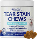 Tear Stain Chews for Dogs – Natural Tear Stain Remover & Eye Health Supplement with Cranberry, Lutein & Eyebright – Reduces Tear Stains, Supports Vision & Promotes Clear Eyes – 90 Soft Chews