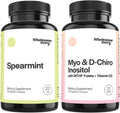 Spearmint + Myo & D Chiro Inositol, MTHF & VIT D3 | Organic Spearmint Capsules + Myo-Inositol & D-Chiro Inositol, MTHF & Vitamin D | Supports Hormone Balance, Digestion & Gut Health | 30 Day Supply