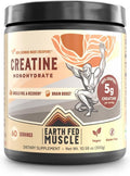 Earth Fed Muscle Creatine Monohydrate Powder, 300g, Unflavored | 60 Servings, German Creapure Creatine, For Strength, Power & Muscle Growth, Mixes Clean, No Fillers