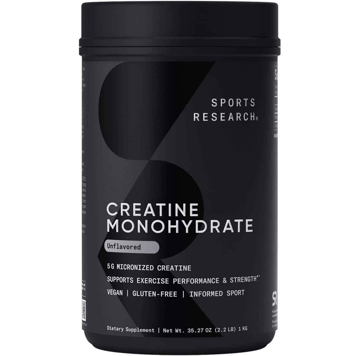 Sports Research Creatine Monohydrate - Gain Lean Muscle, Improve Performance and Strength and Support Workout Recovery* - 5 g Micronized Creatine - 17.64 oz