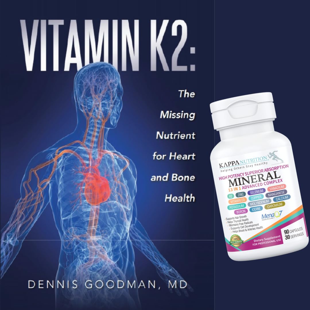KAPPA NUTRITION (90 Capsules,Vitamin K2, Vitamin D3, Zinc, Selenium, Vanadium, Copper, Manganese, Potassium, Molybdenum, Calcium, Chromium, Iodine, Boron, Mineral 13 in 1 Advanced Complex, from KAPPA NUTRITIONBuy Supplements Australia