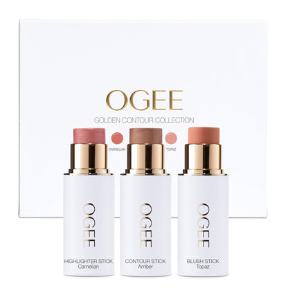 supplement products​Ogee Face Stick Trio - Golden Contour Stick Makeup Collection - Certified Organic Bronzer, Blush Stick, and Highlighter Stick for a Flawless Look - JerryCherryUSA