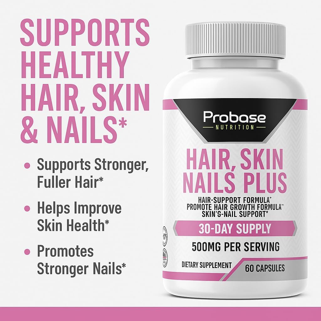 Probase Nutrition Hair, Skin and Nails Plus 60 Capsules 30-Day Supply