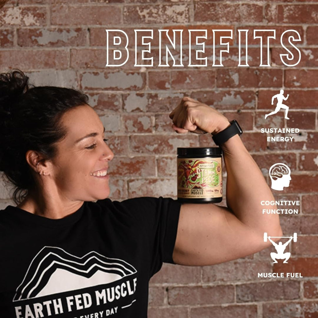 Earth Fed Muscle Stammpede Lemonade Pre Workout, Third-Party Certified. 250mg Caffeine, Lemonade - 5g Beta Alanine, Citrulline Malate, Taurine - Soy Free, Gluten Free - 16 oz, 26 Servings | Third-Party Certified, 250mg Caffeine, 5g Beta Alanine, Citrullin