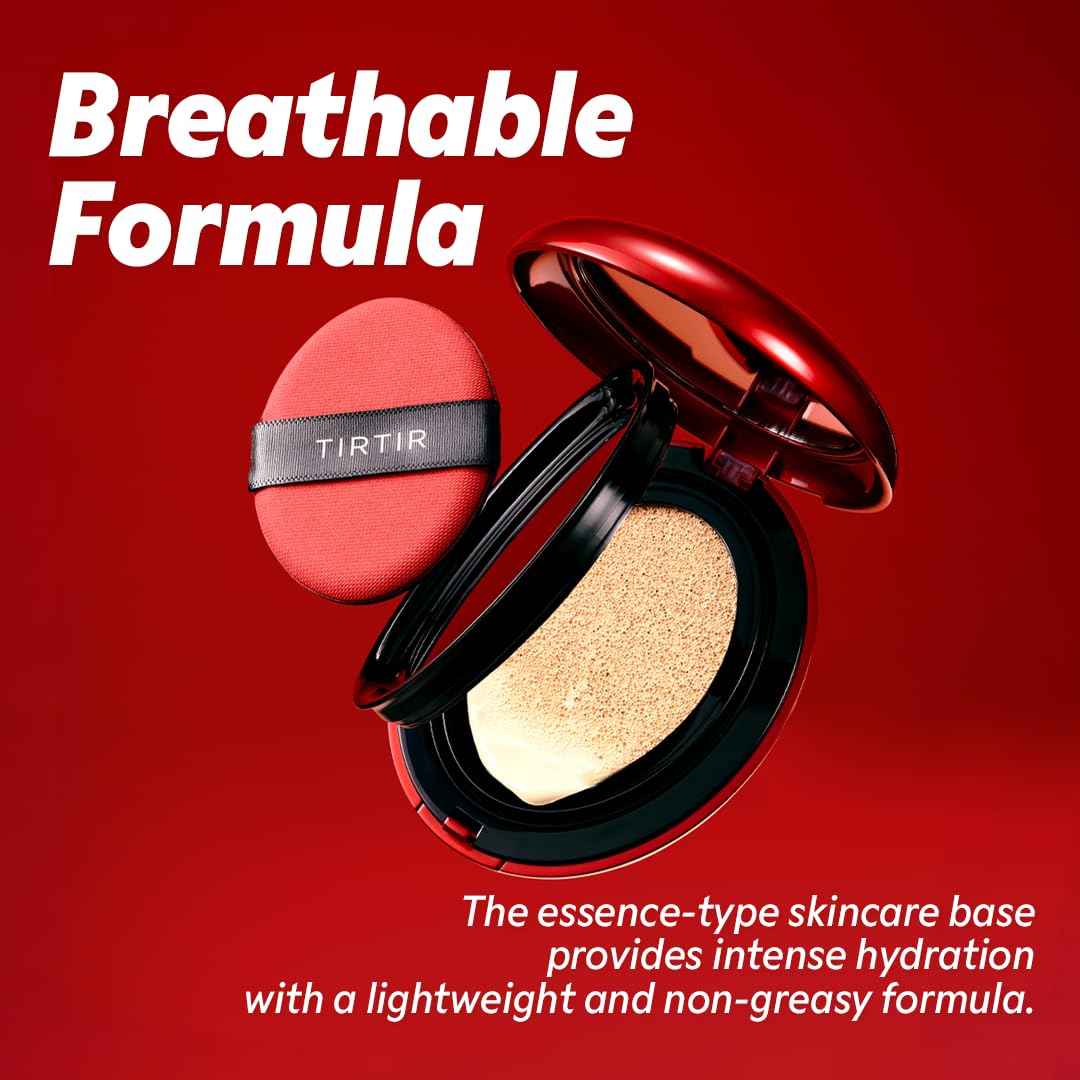 TIRTIR Mask Fit Red Cushion Foundation | Full coverage, Weightless, Skin fit, Satin Glow Finish, Korean Makeup BB Foundation, beauty, Tattoo cover up, Buildable (#23N Sand, 0.63 Fl Oz)