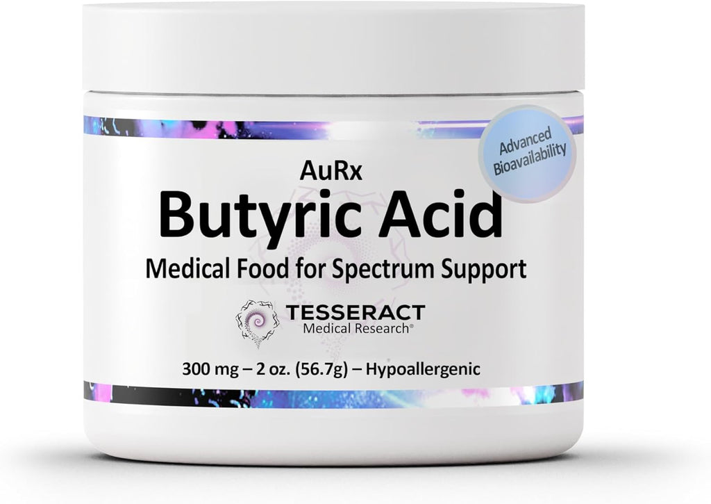 AuRx Autism Spectrum Medical Food Powder to Support Gut Health, Stabilized Butyric Acid Supplement in a Palatable-Tasting Powder for ASD Children, Hypoallergenic, 2 Ounces