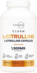 Type Zero L-Citrulline (1,500mg) 180 Capsules, GMO-Free, Keto-Friendly