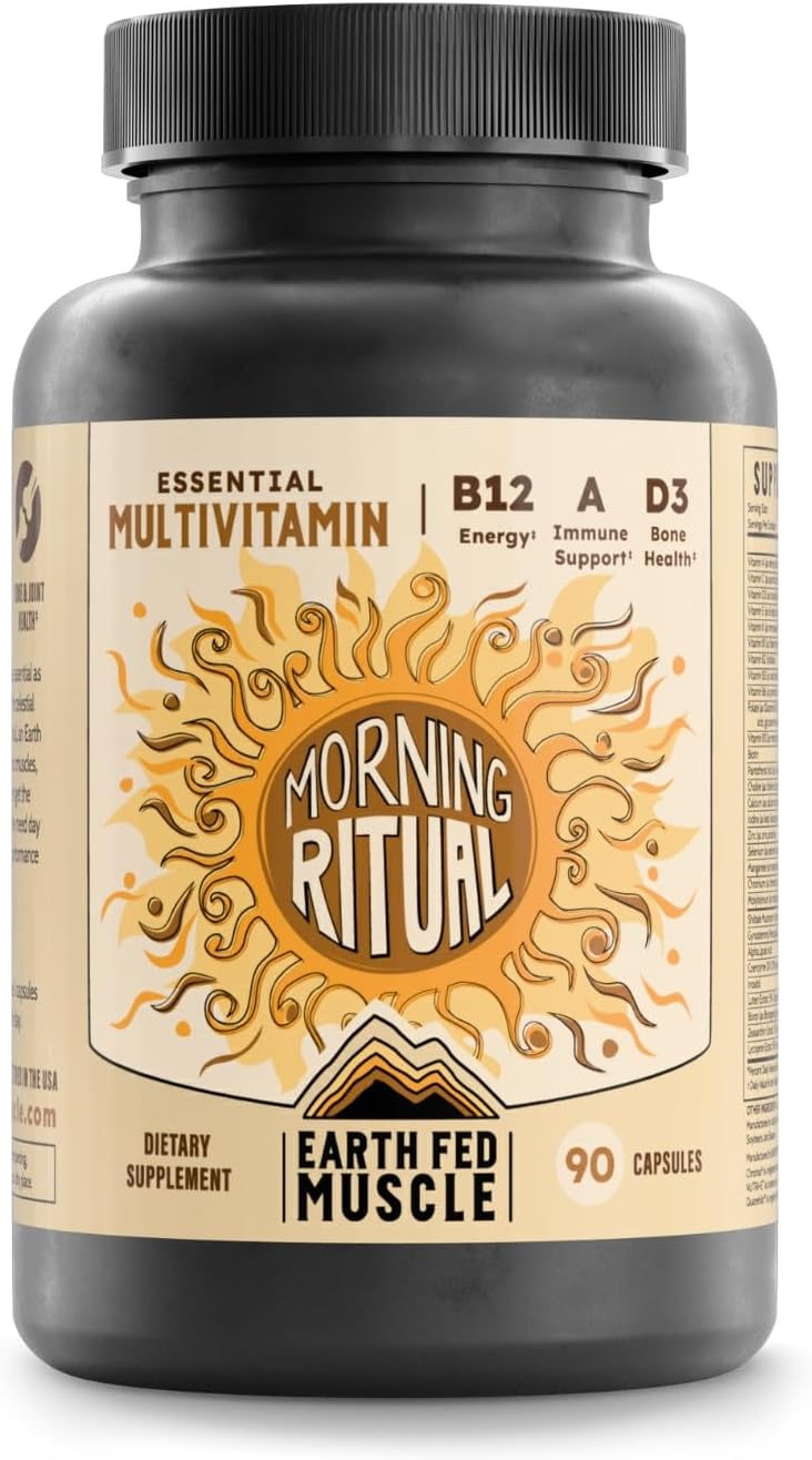 Earth Fed Muscle Morning Ritual Multivitamin for Men and Women | Supports General Health & Wellness, Multivitamin with Iron, Immune & Heart Support, 30 Day Supply, 60 Capsules