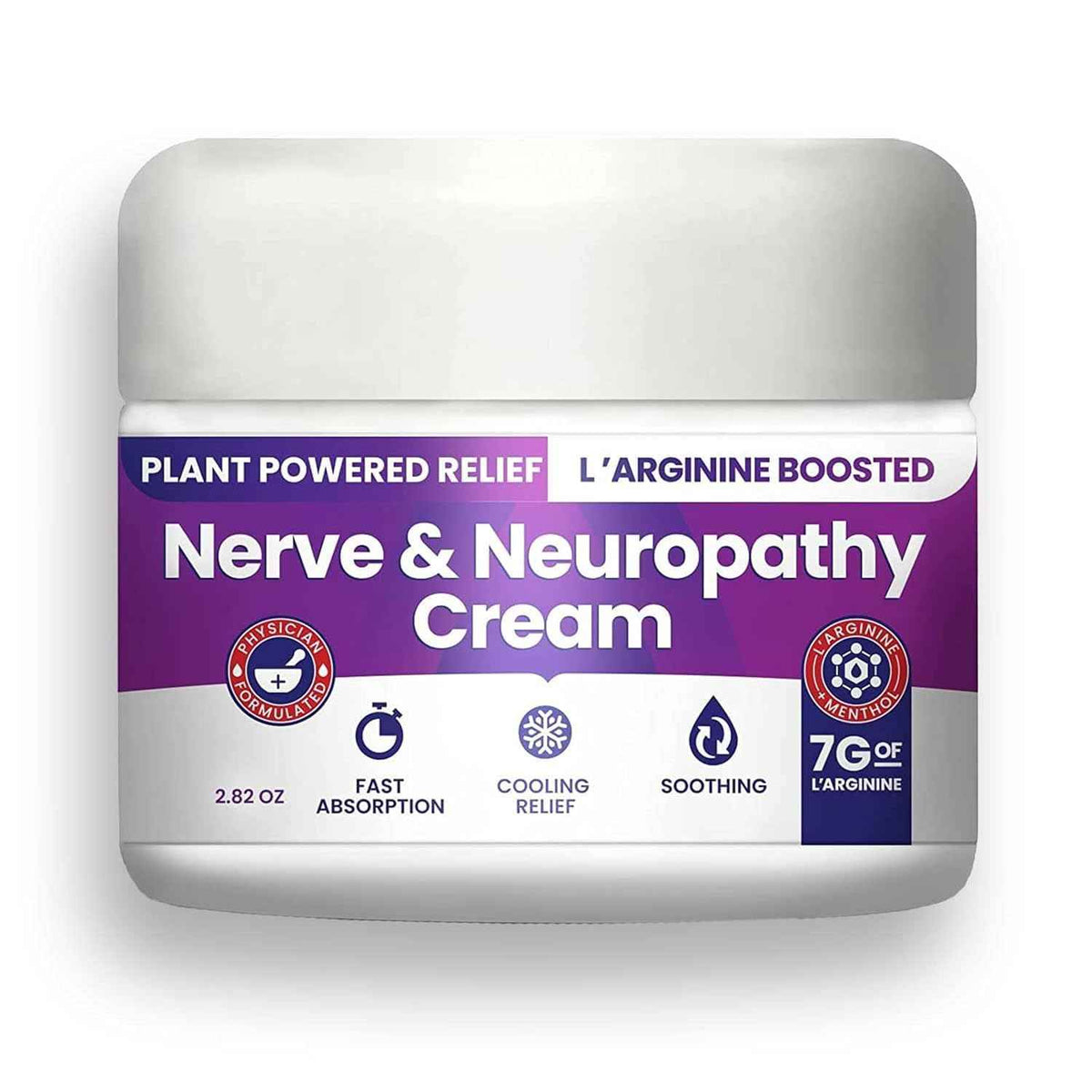 Nerve and Neuropathy Cream – Plant Powered Relief for Foot, Hands, Legs, Toes Includes 7grams of L’Arginine; Vitamin B6, Arnica, Aloe -2.82oz