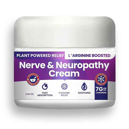 Nerve and Neuropathy Cream – Plant Powered Relief for Foot, Hands, Legs, Toes Includes 7grams of L’Arginine; Vitamin B6, Arnica, Aloe -2.82oz