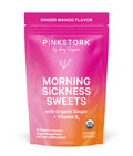 Pink Stork Morning Sickness Sweets Organic Raspberry Ginger, 30 Count | USDA Organic Ginger + Vitamin B6, Motion Sickness Support, Digestive Comfort + Heartburn Support, 30 Wrapped Drops