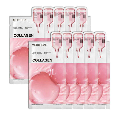 MEDIHEAL Essential Face Mask [Skin Firming] 10 pcs. for Plumping Hydration, Glass Skin & Skin Nourishment - Travel Essentials, Korean Beauty Sheet Mask